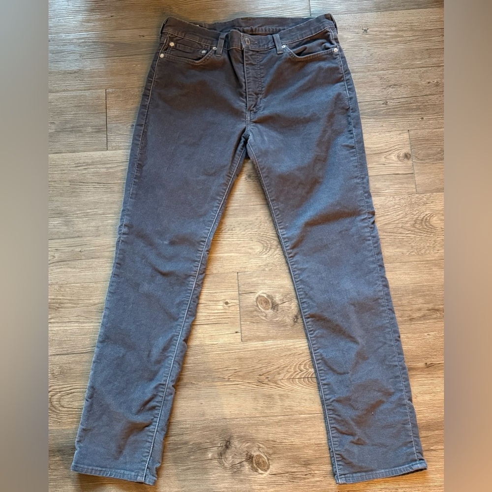 Men’s Levi’s Grey Corduroy Slim Fit Straight Pants, 33 W, 32 L